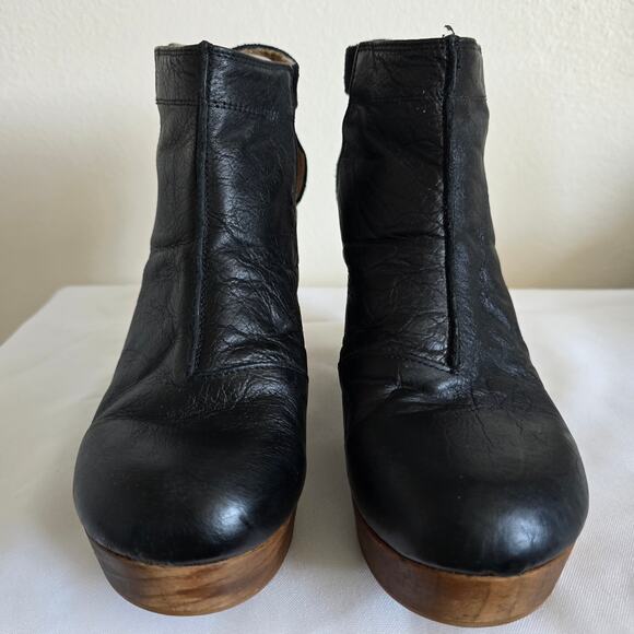 Free People Amber Orchard Clog Black Leather Suede Size 40 US 9.5 Booty Sandals - Picture 5 of 9